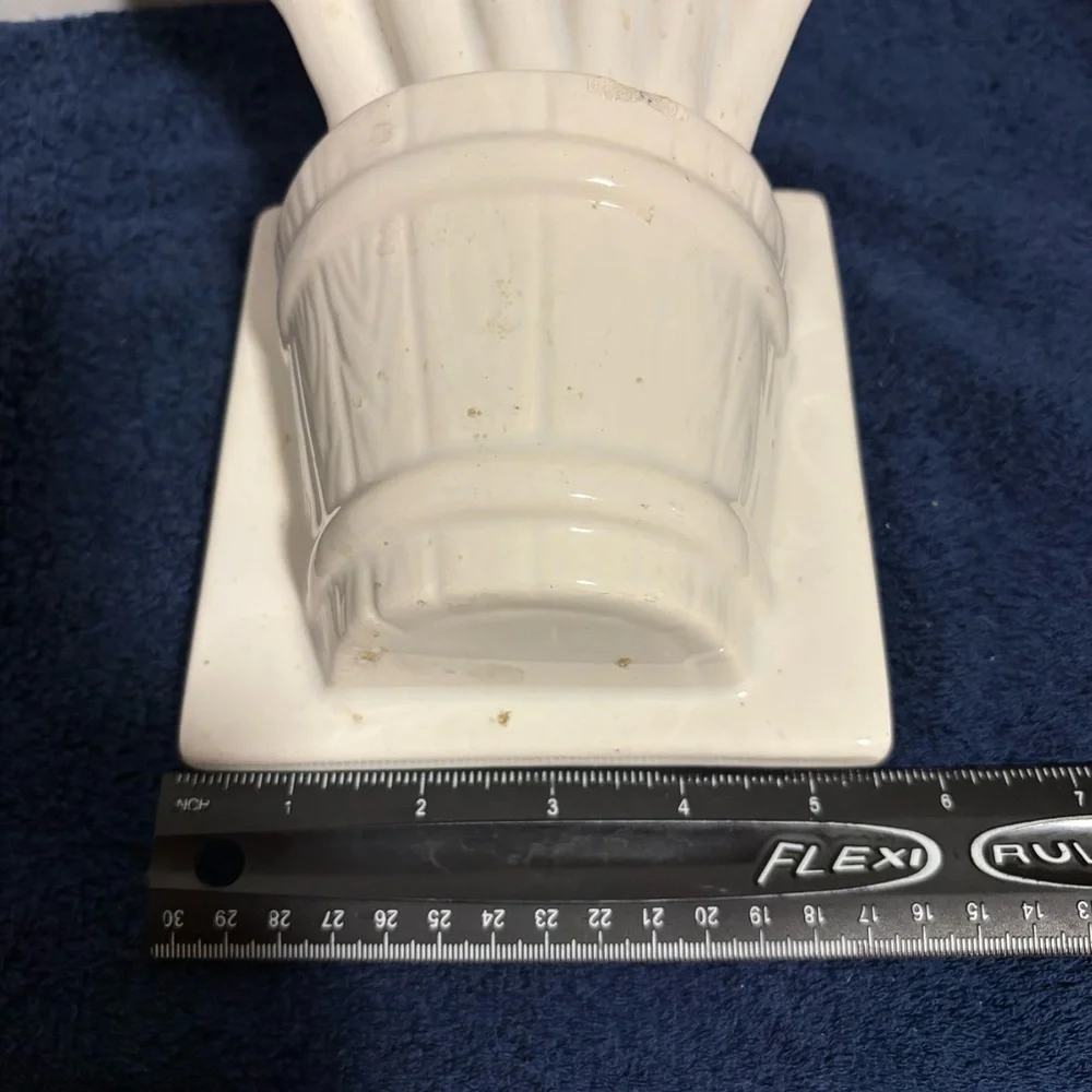 Vintage MCM 9” White Ceramic Wall Hanging - Kitchen Utensils - Retro Decor Art